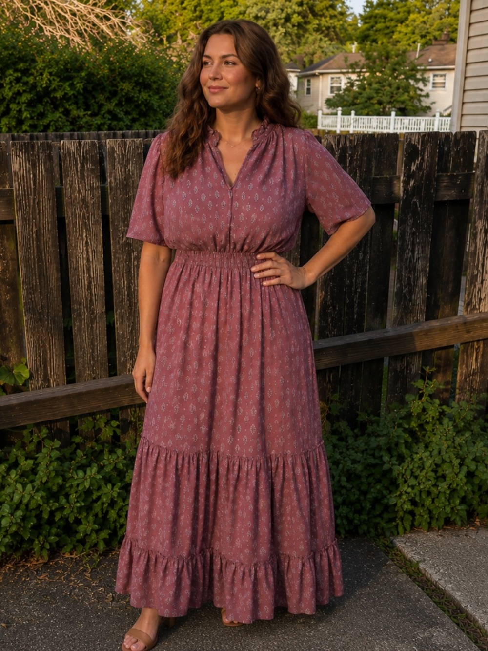 Floral Pattern Tiered Maxi Dress for Plus size